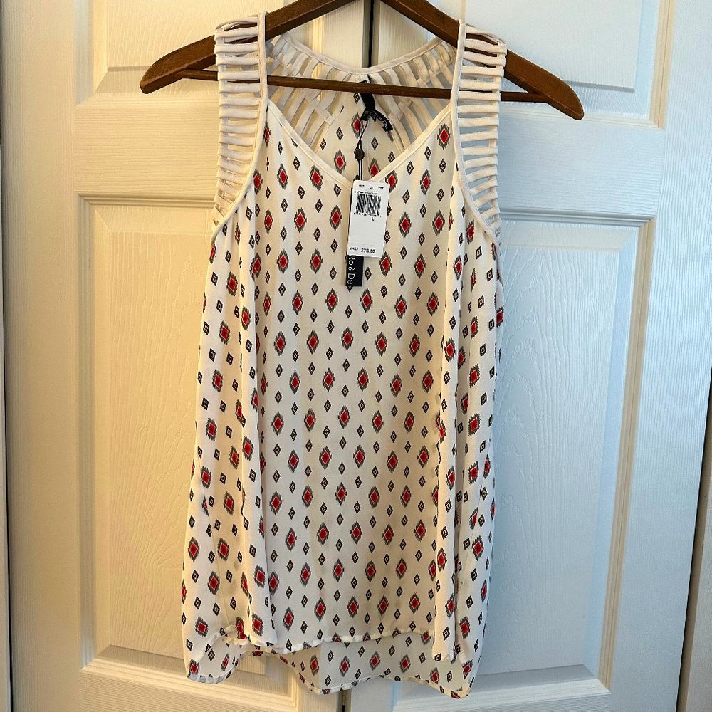 NWT Ro & De Lattice Strap Tank, Ivory, Size Large